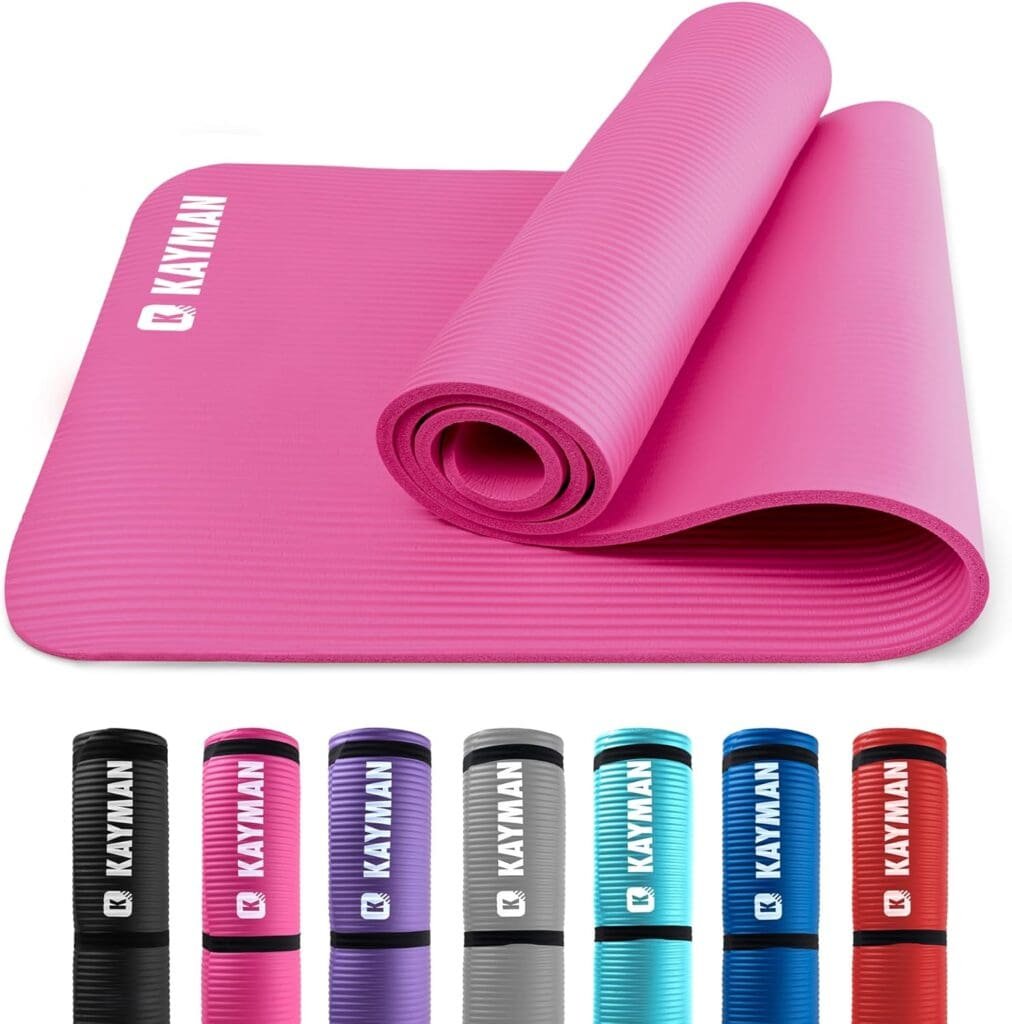 KAYMAN Yoga Mat – Multi-Purpose Extra Thick Foam Exercise Mats – Ideal Floor Mat for Pilates, Stretching, Resistance Workout Therapy – Home Gym Equipment Accessory