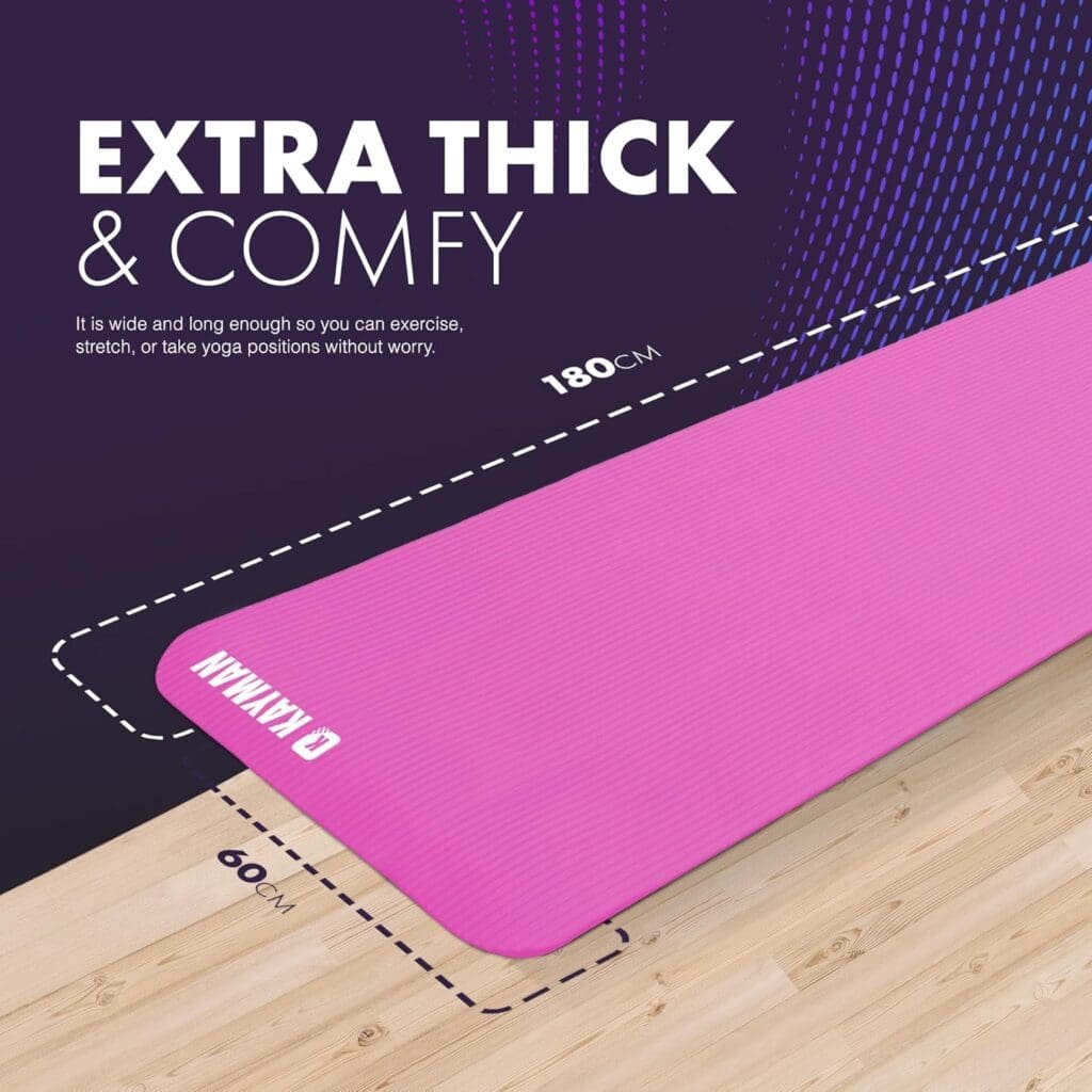 KAYMAN Yoga Mat – Multi-Purpose Extra Thick Foam Exercise Mats – Ideal Floor Mat for Pilates, Stretching, Resistance Workout Therapy – Home Gym Equipment Accessory