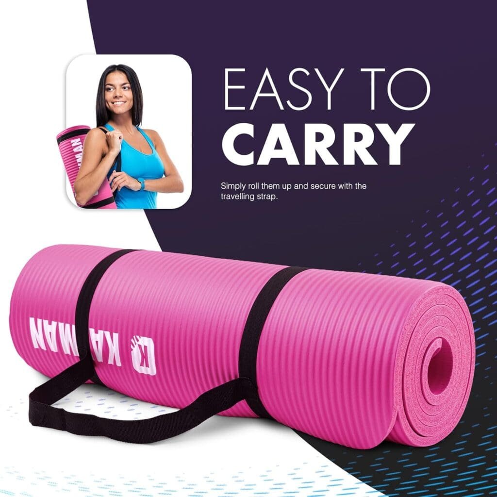 KAYMAN Yoga Mat – Multi-Purpose Extra Thick Foam Exercise Mats – Ideal Floor Mat for Pilates, Stretching, Resistance Workout Therapy – Home Gym Equipment Accessory